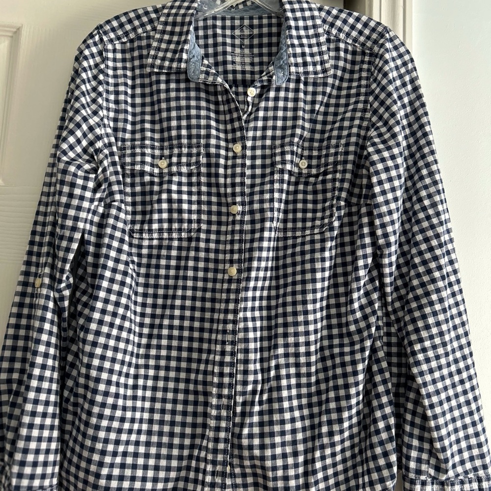 Women’s navy and White Checkered Shirt